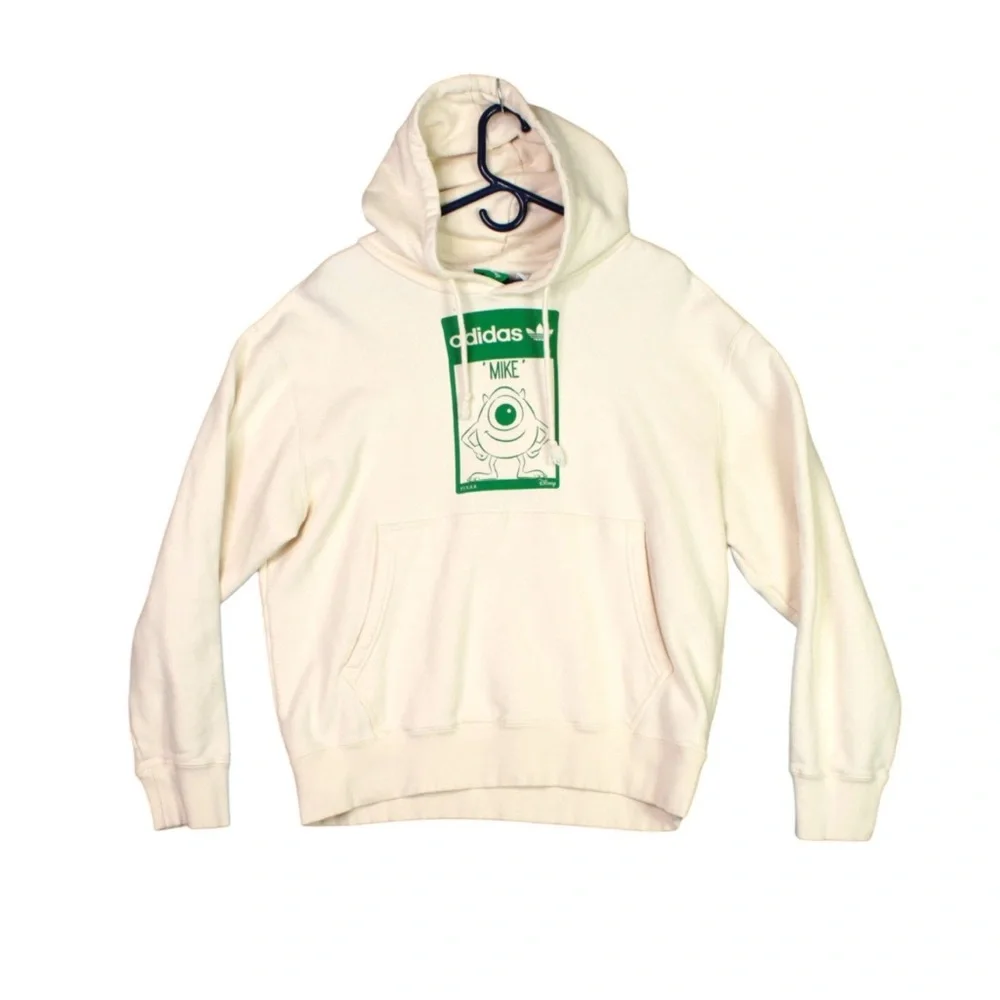 Adidas Mike Monster Inc Hoodie Size L Cream Hooded Sweatshirt Fleece Unisex
